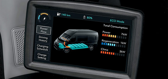 Digital skjerm med informasjon om batteriet til bilen